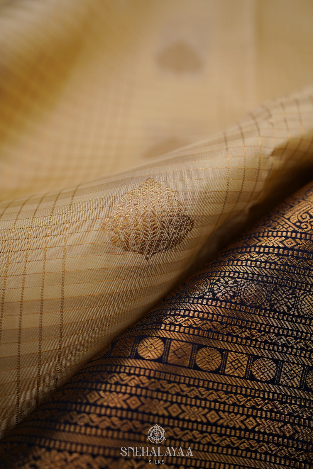 Cream Kanjivaram Silk Saree