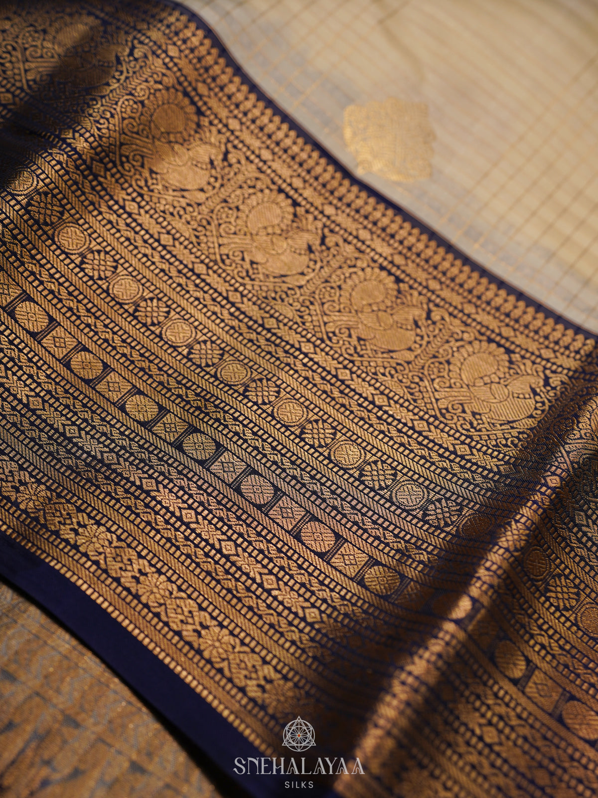 Cream Kanjivaram Silk Saree