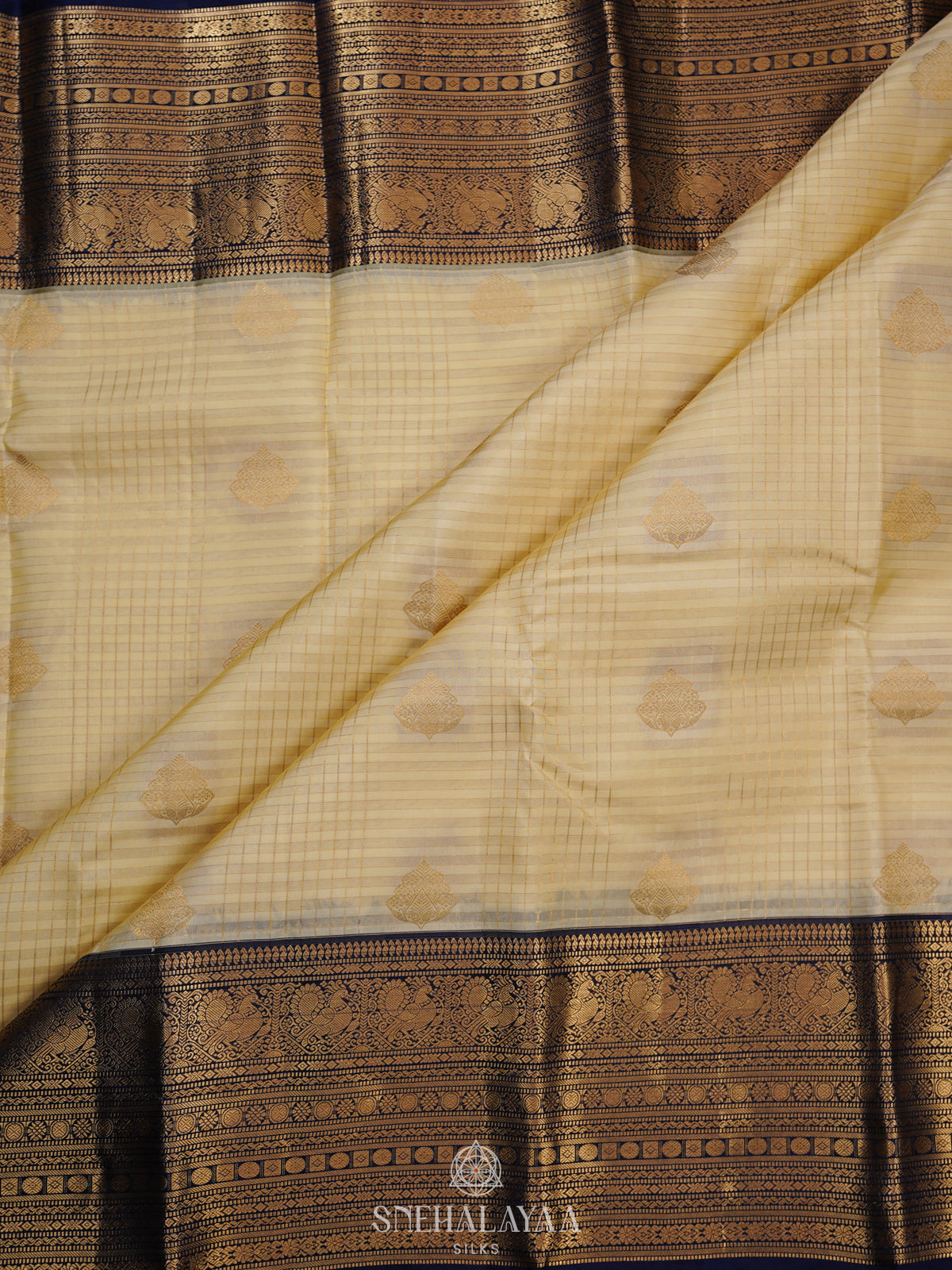 Cream Kanjivaram Silk Saree