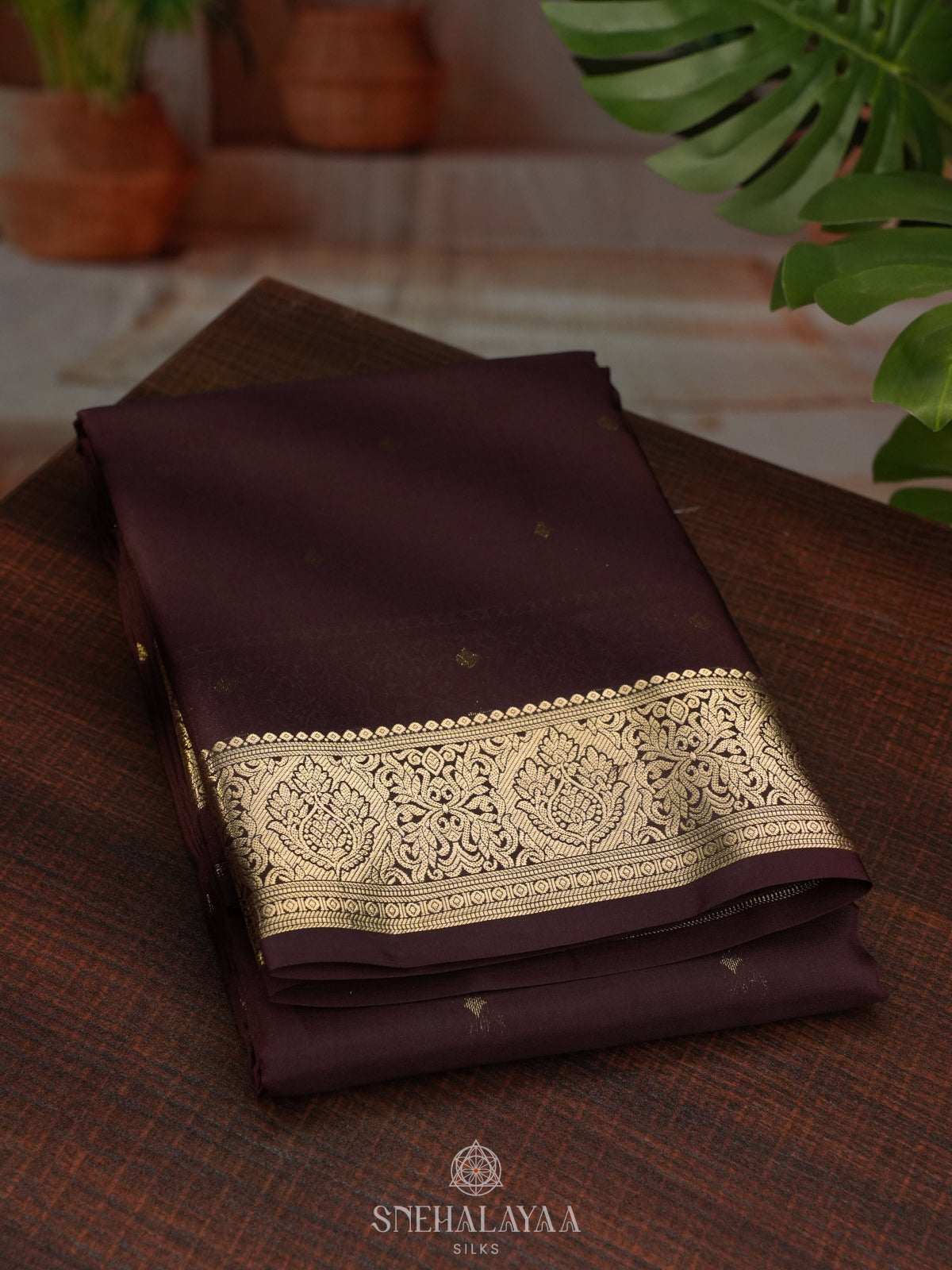 Burgundy Kanjivaram Silk Saree