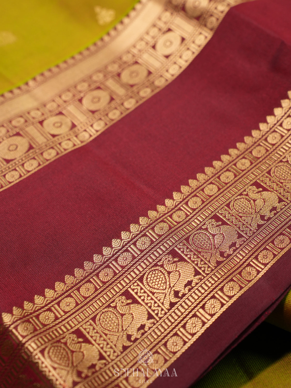 Olive Green Kanjivaram Silk Saree