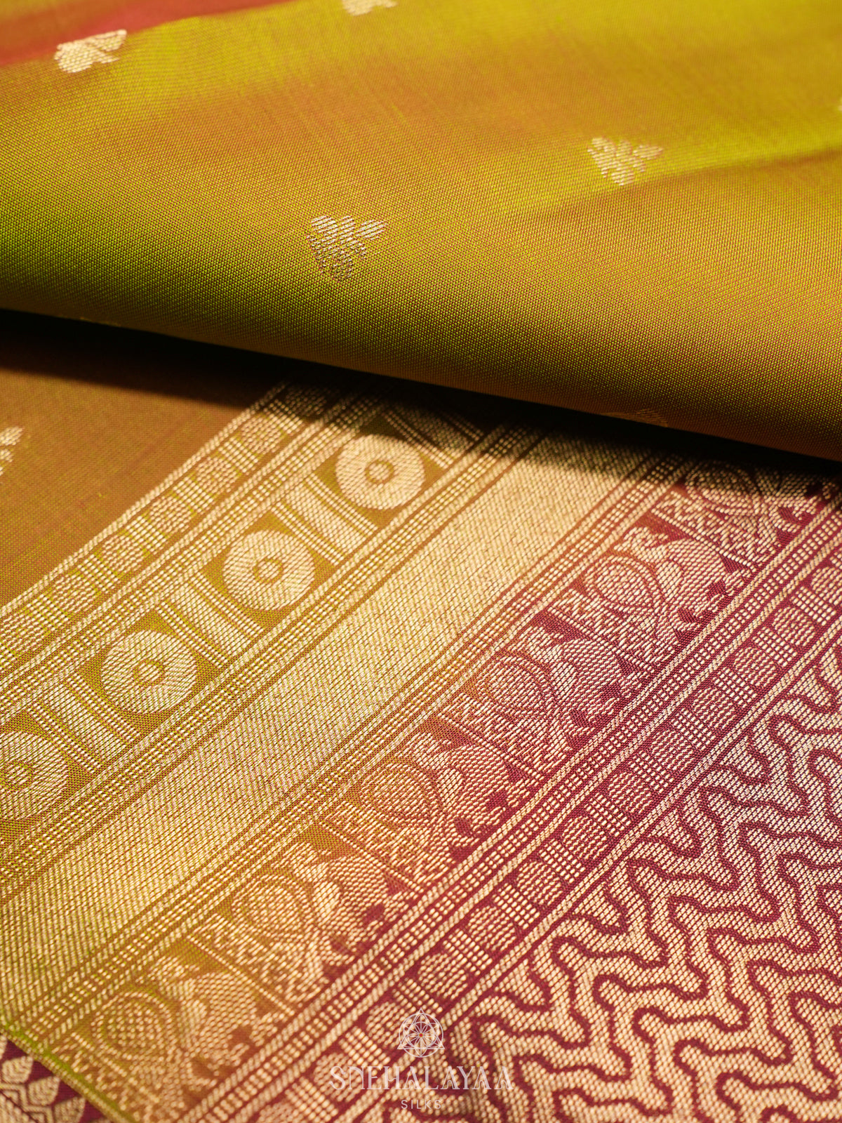 Olive Green Kanjivaram Silk Saree