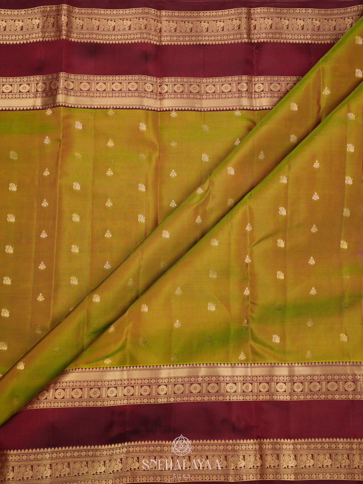 Olive Green Kanjivaram Silk Saree