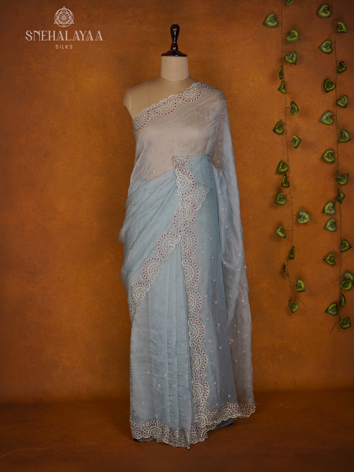Pale Blue Designer Saree