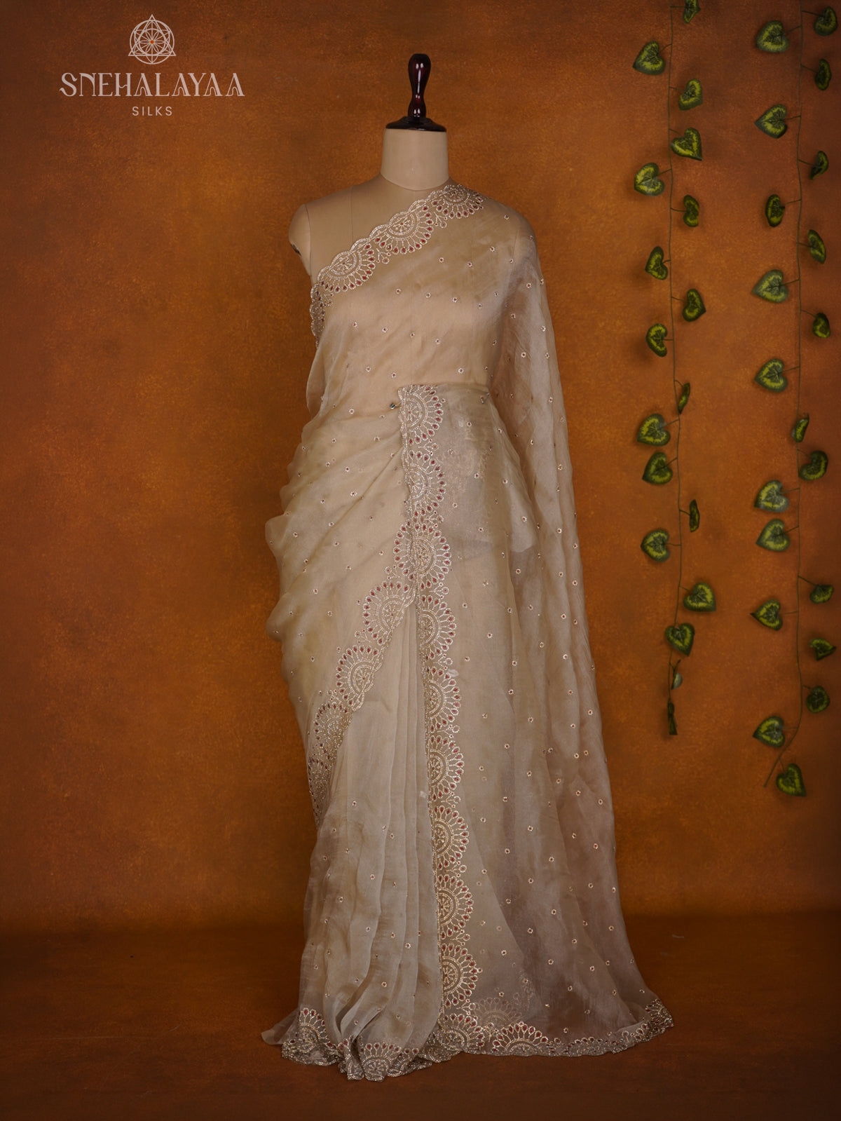 Beige Designer Saree