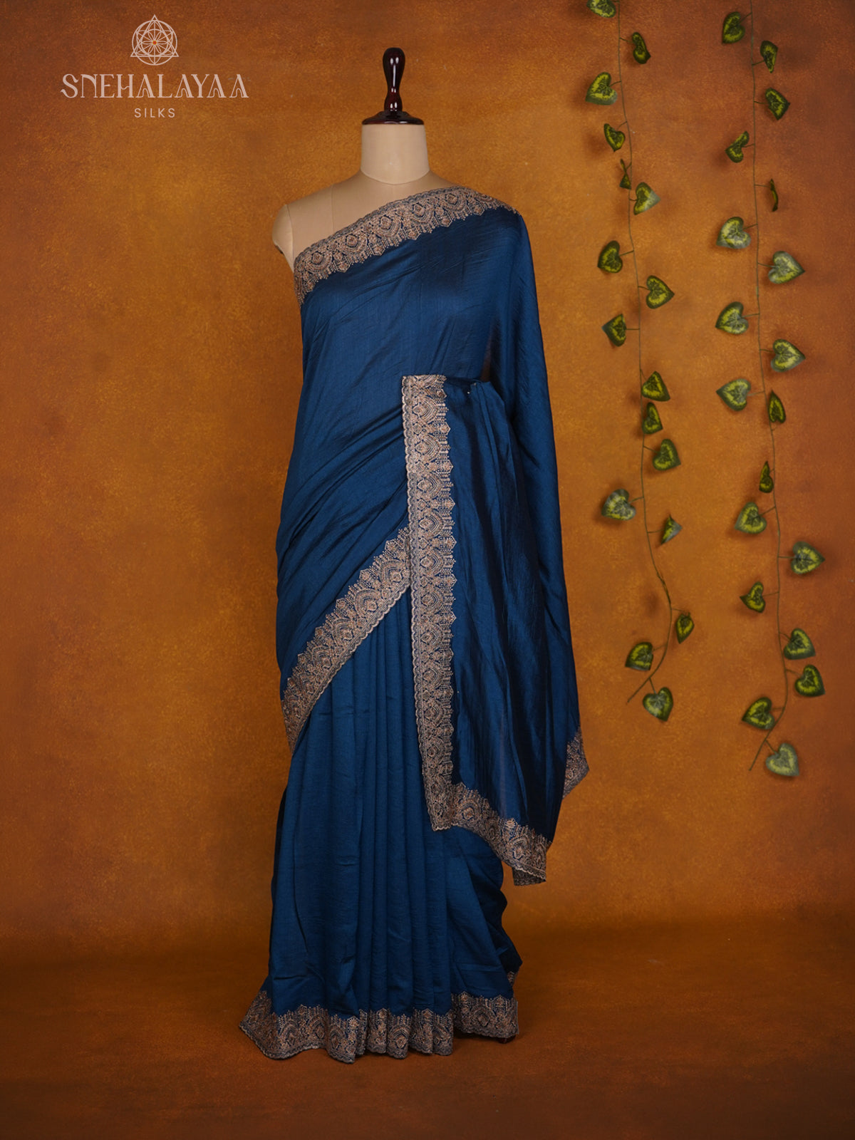 Peacock Blue Designer Saree