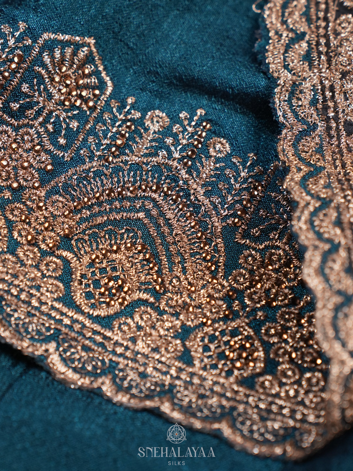 Peacock Blue Designer Saree
