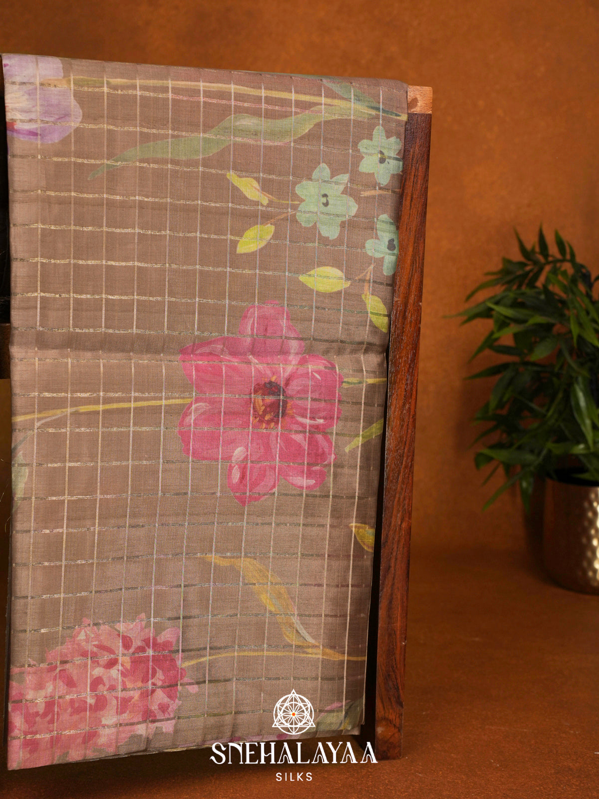 Brown  Raw Silk Saree
