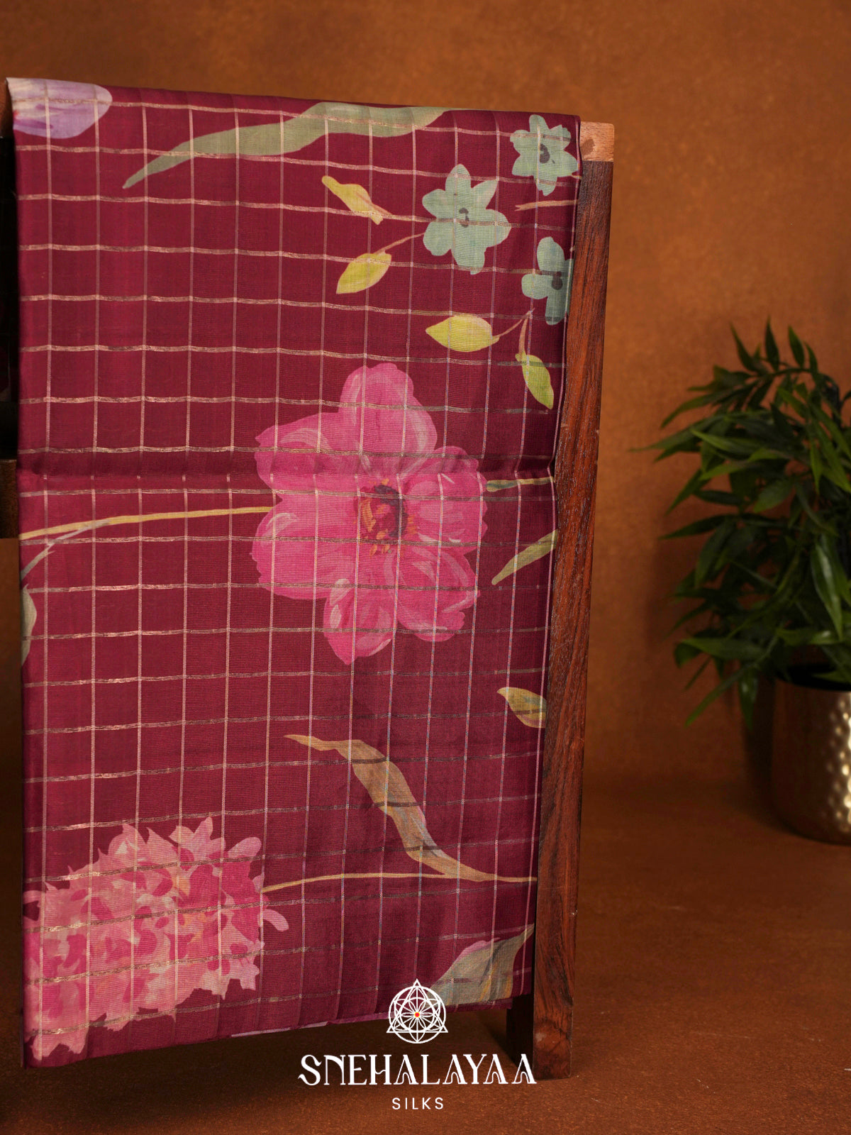 Maroon  Raw Silk Saree