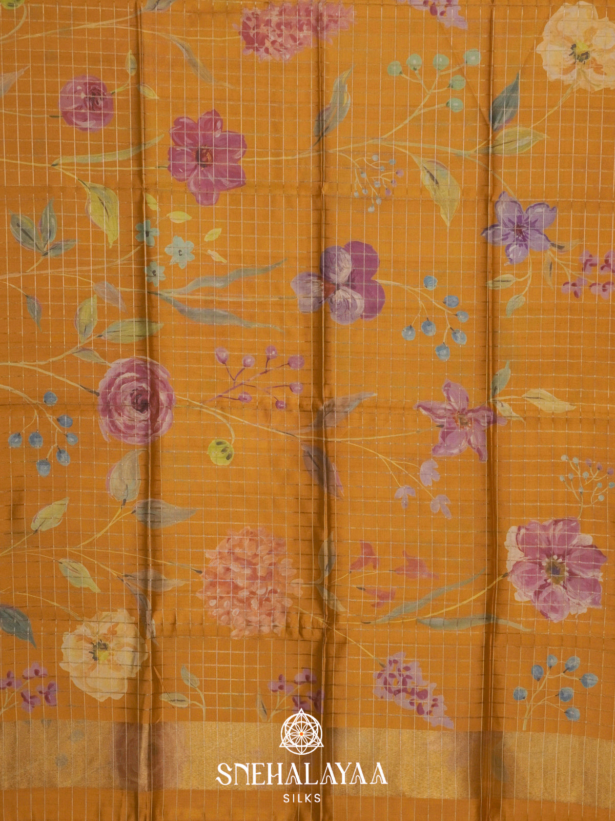 Yellow  Raw Silk Saree