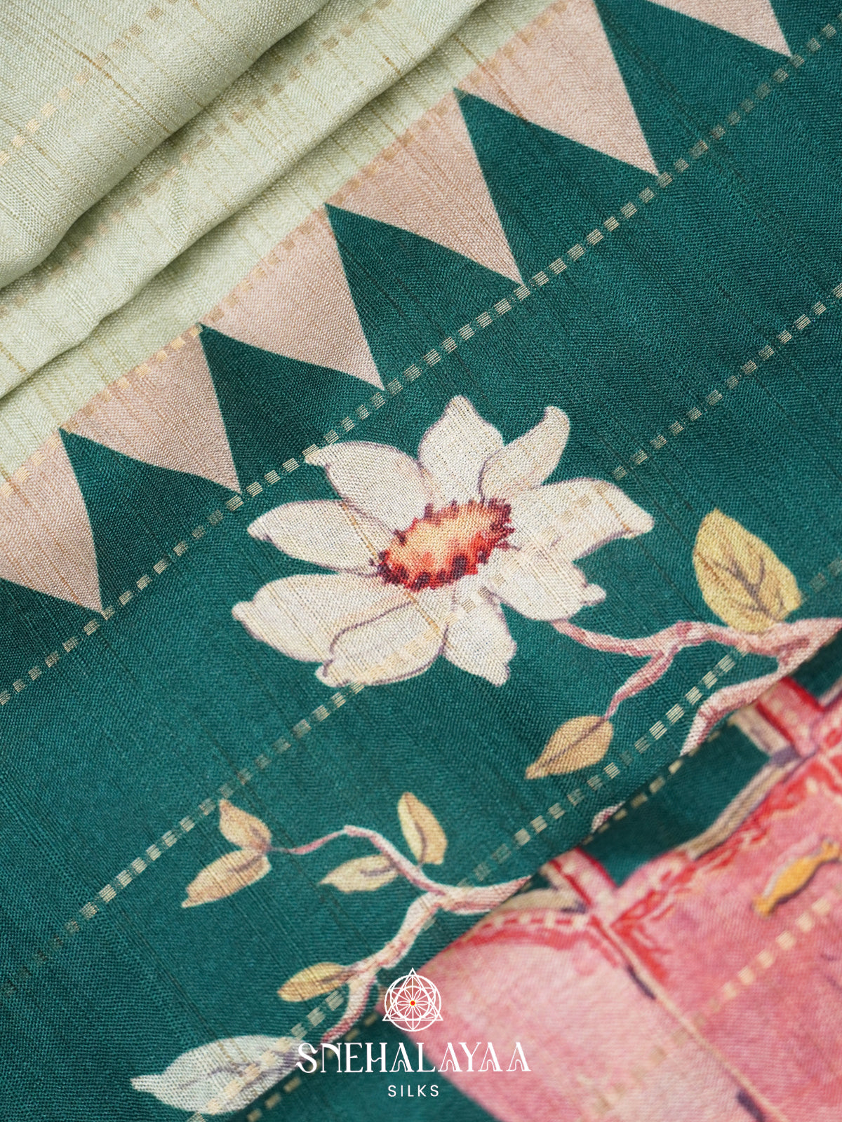 Mint Green  Raw Silk Saree