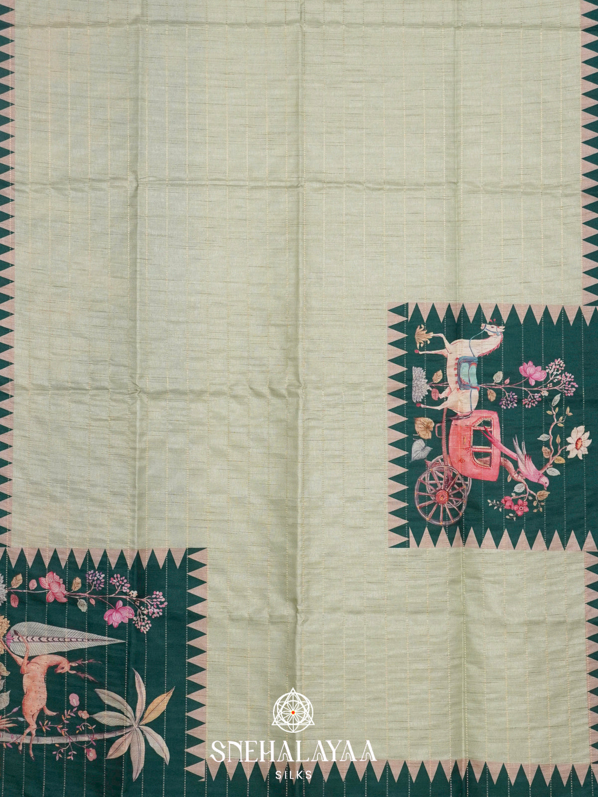 Mint Green  Raw Silk Saree