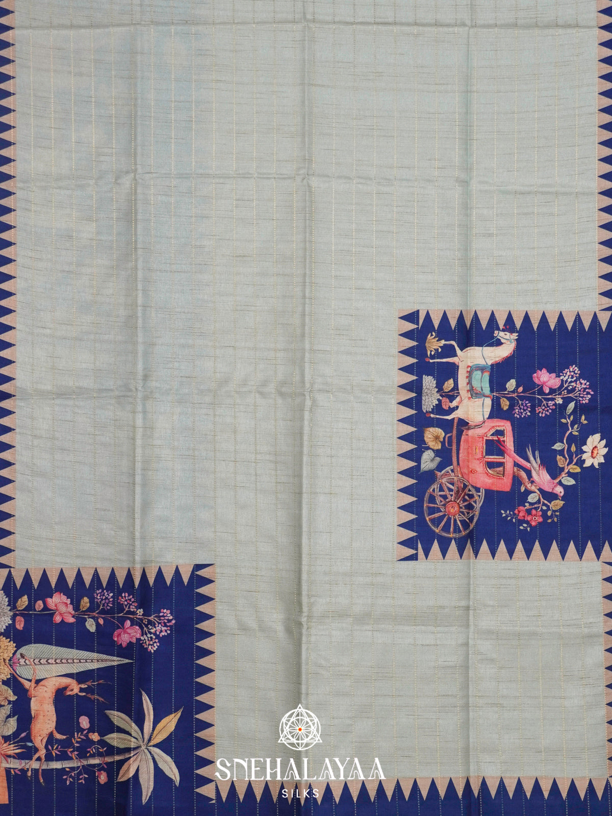 Mint Blue  Raw Silk Saree