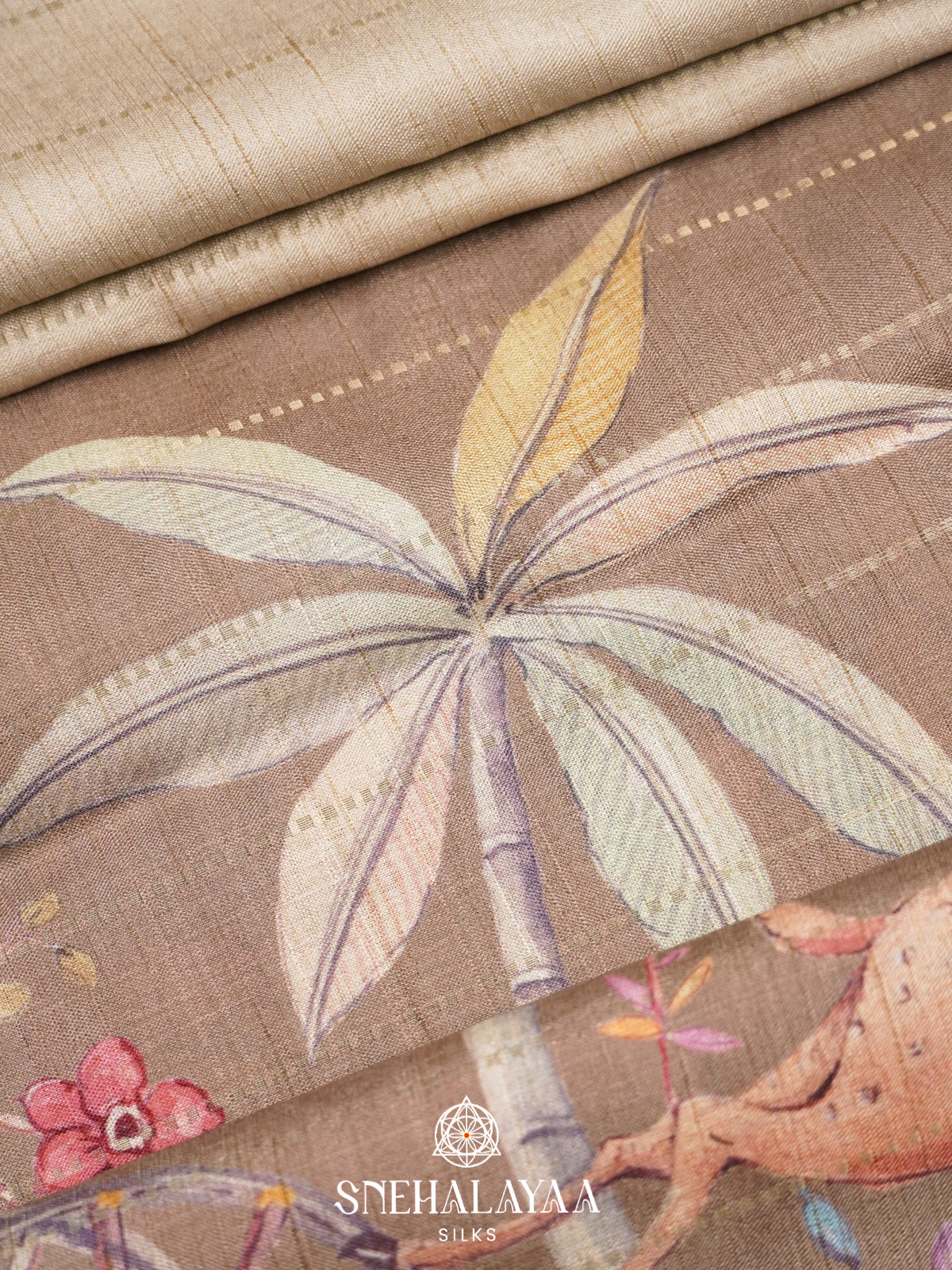 Beige  Raw Silk Saree