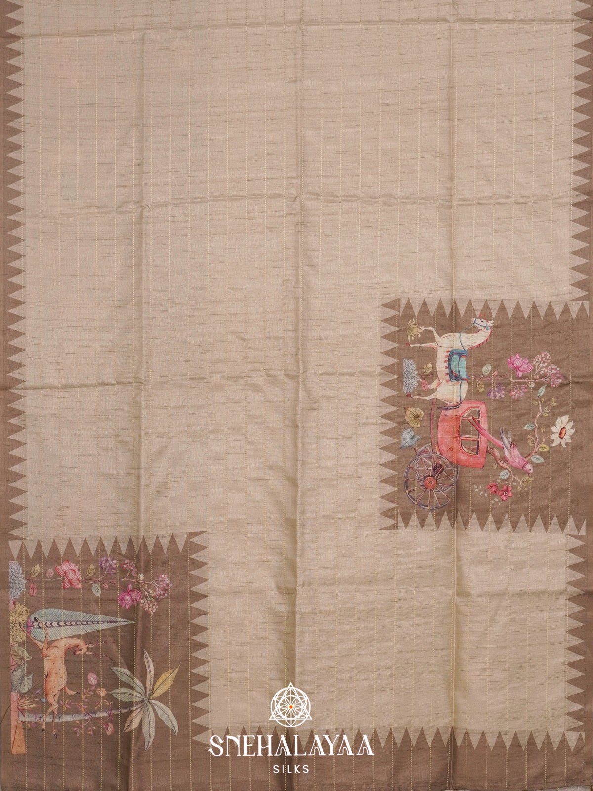 Beige  Raw Silk Saree