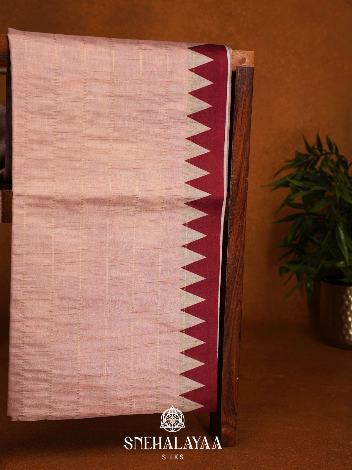 Pale Peach  Raw Silk Saree
