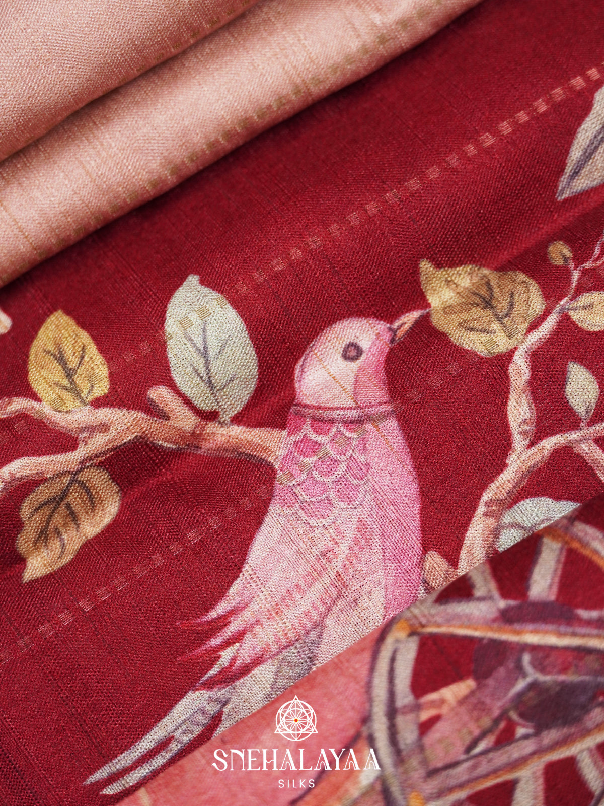 Pale Peach  Raw Silk Saree