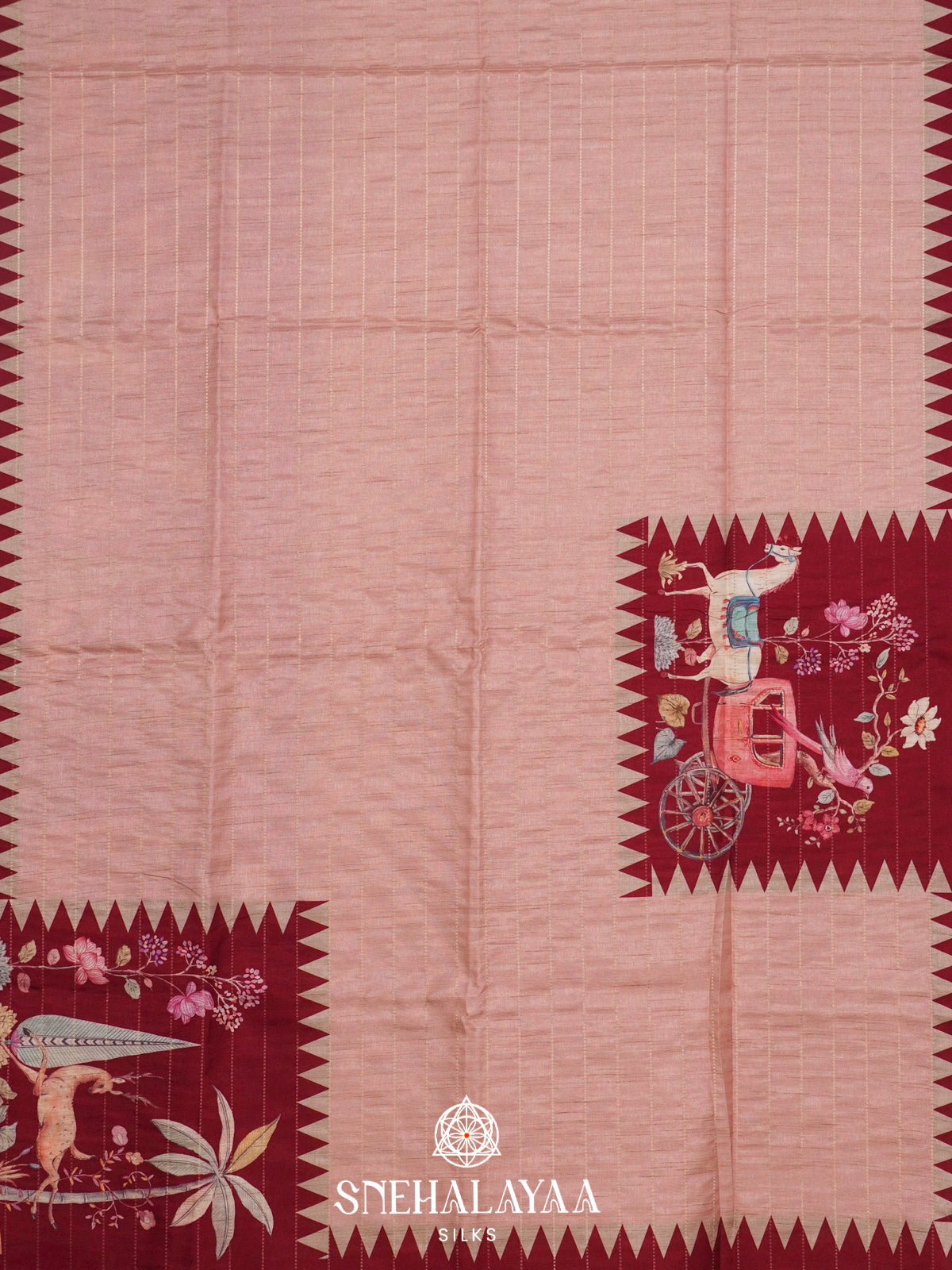 Pale Peach  Raw Silk Saree