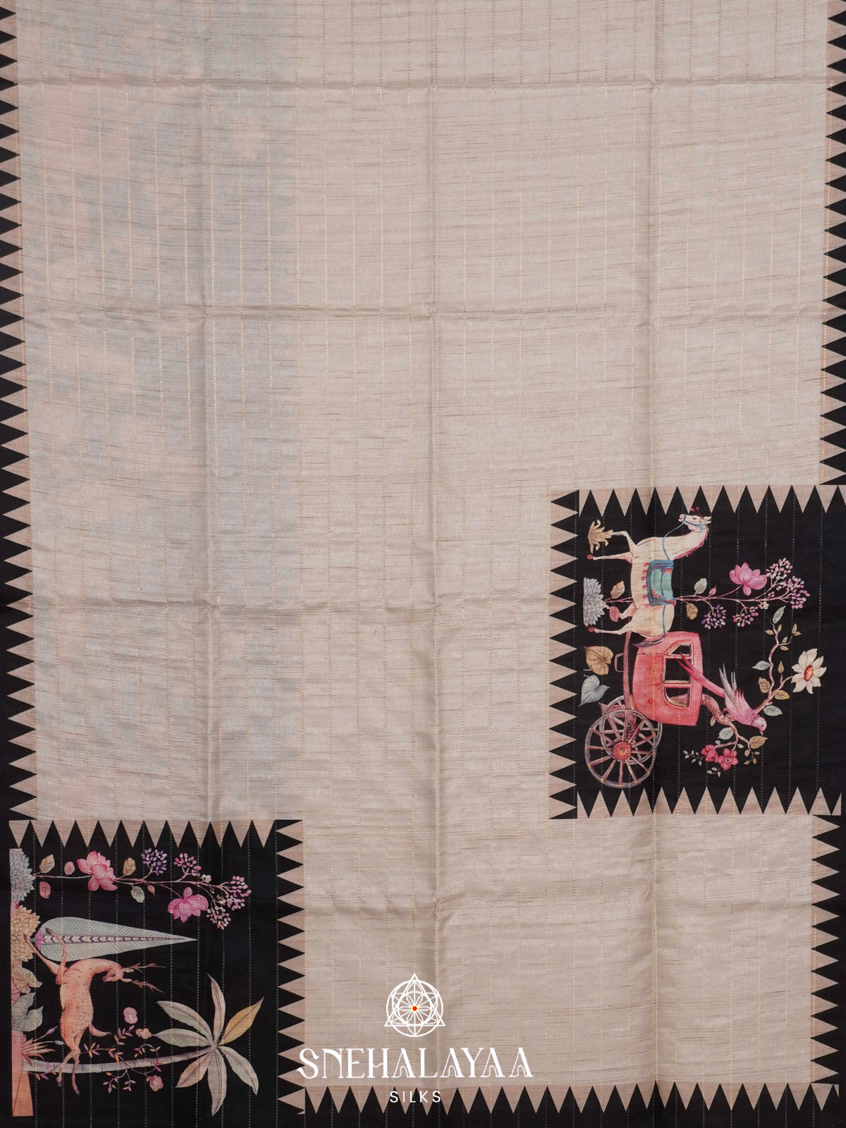 Off White  Raw Silk Saree
