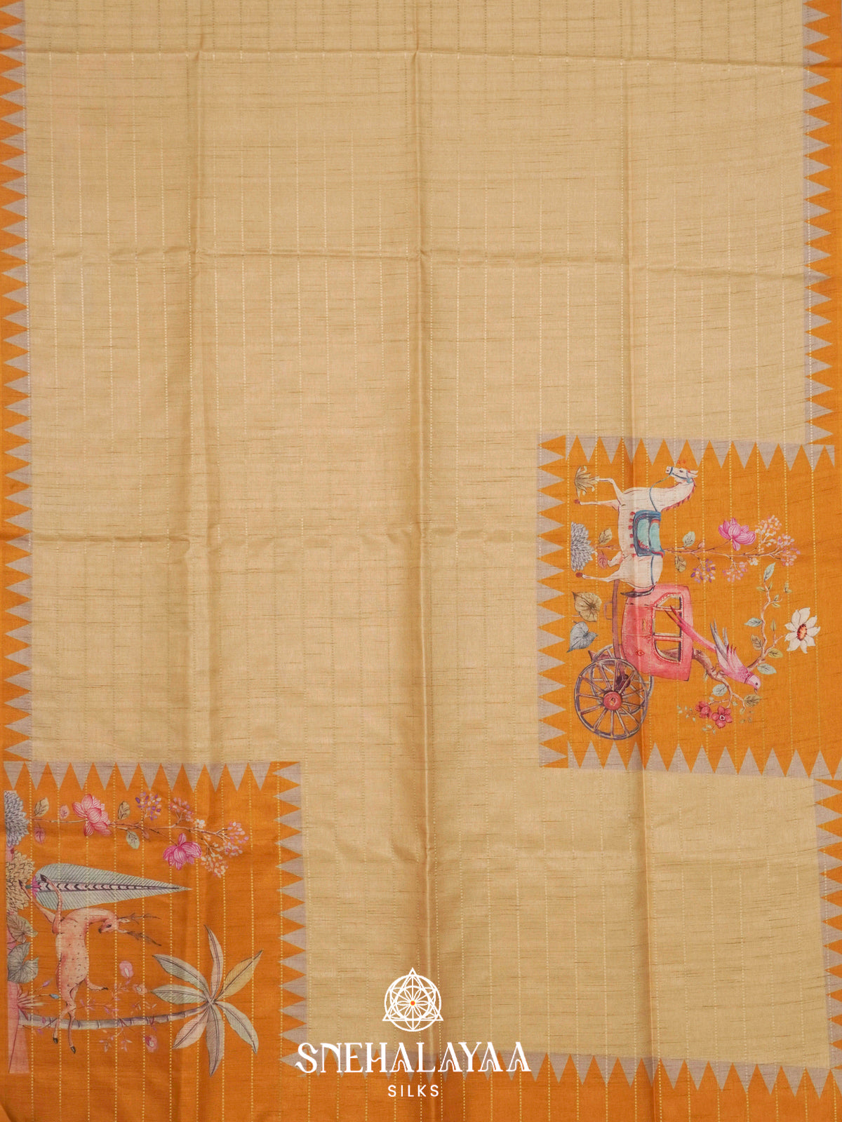 Yellow  Raw Silk Saree