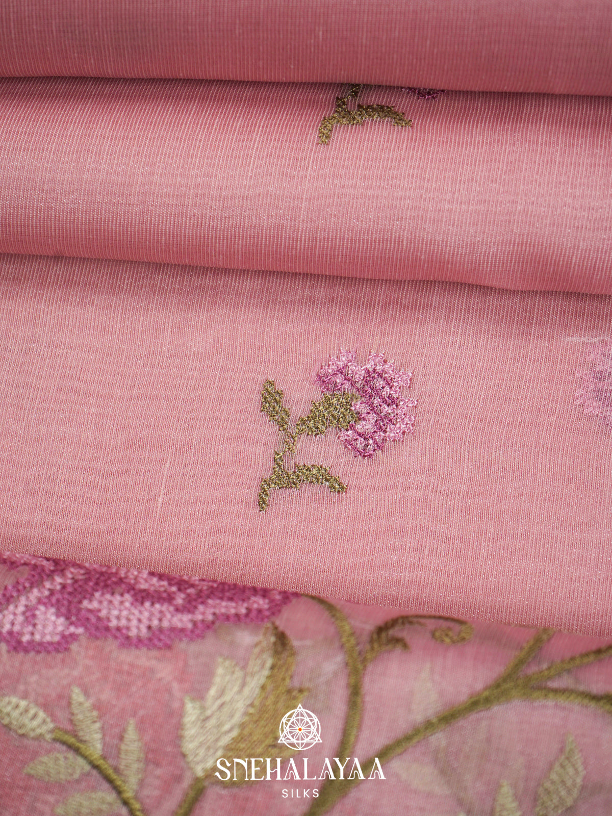 Pink  Linen Saree