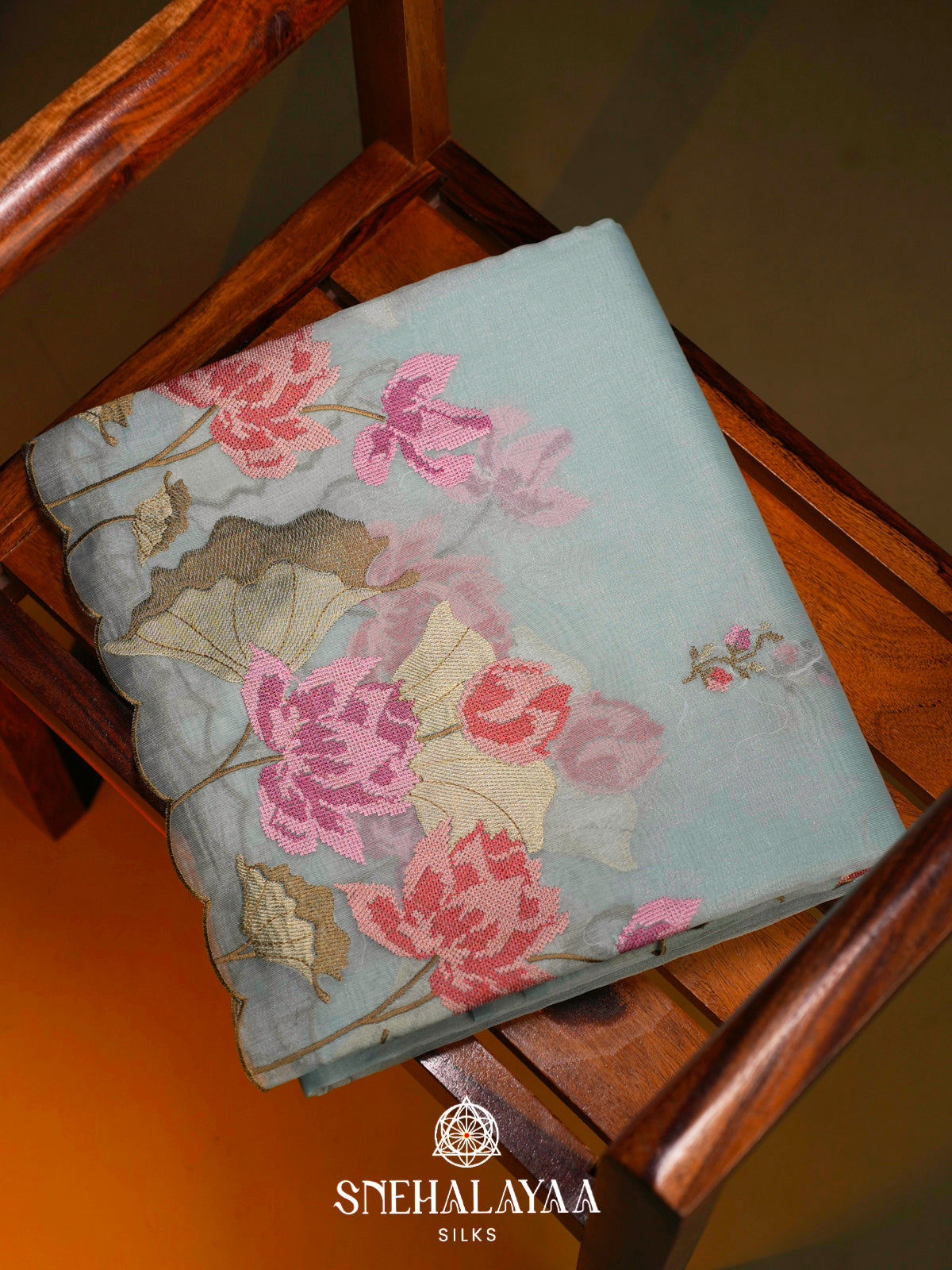 Mint Blue  Linen Saree