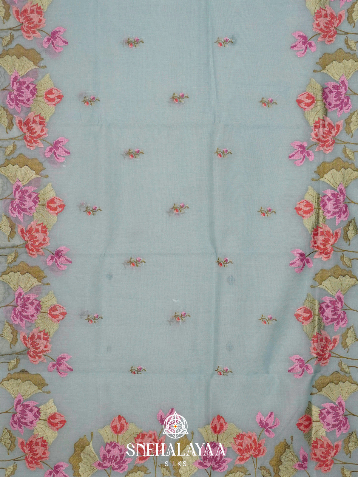Mint Blue  Linen Saree