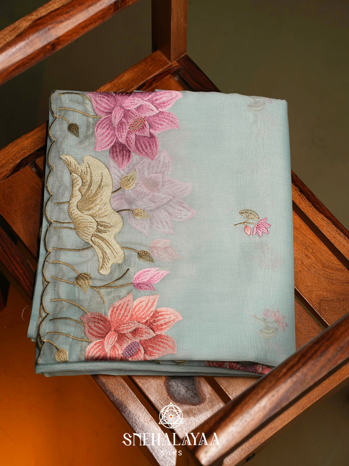 Blue Linen Saree