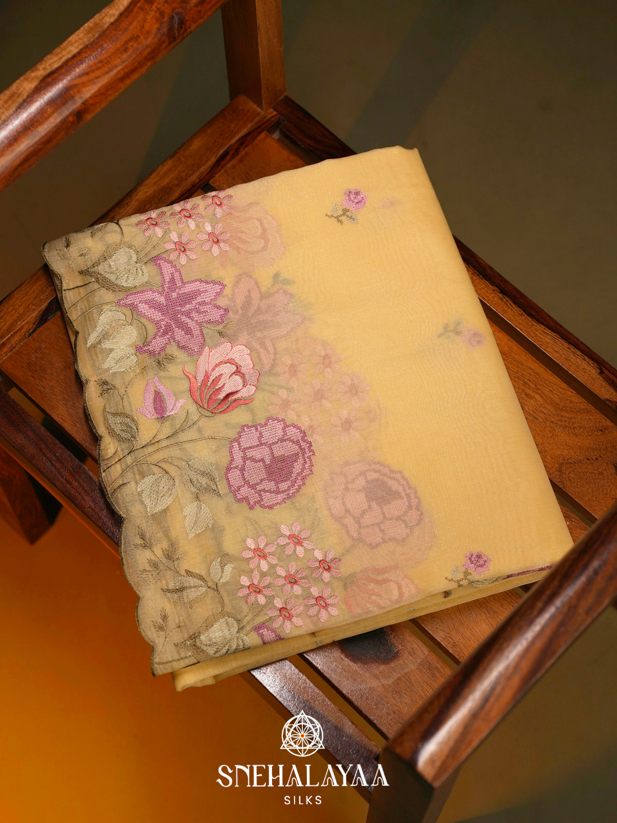 Yellow  Linen Saree