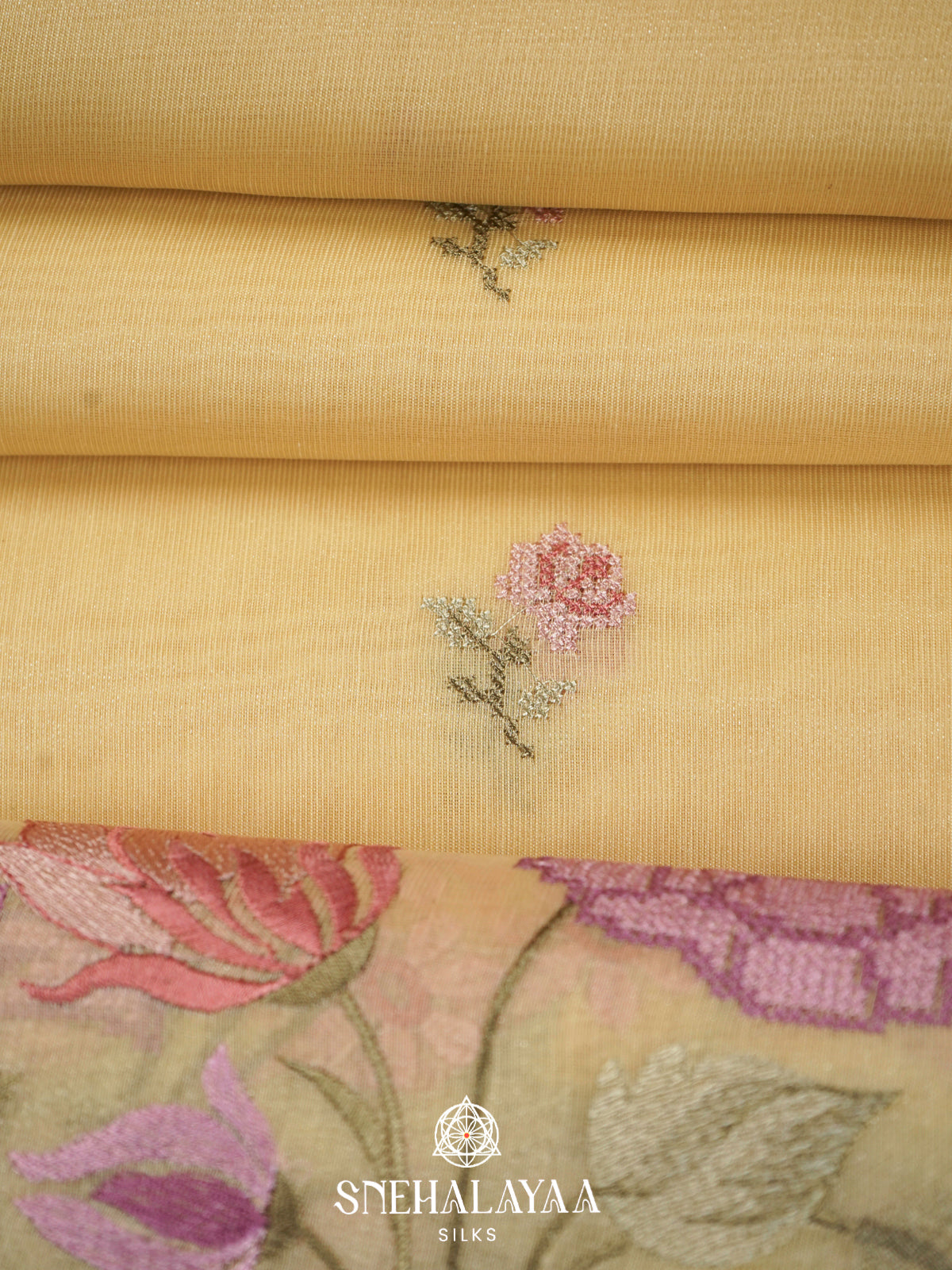Yellow  Linen Saree