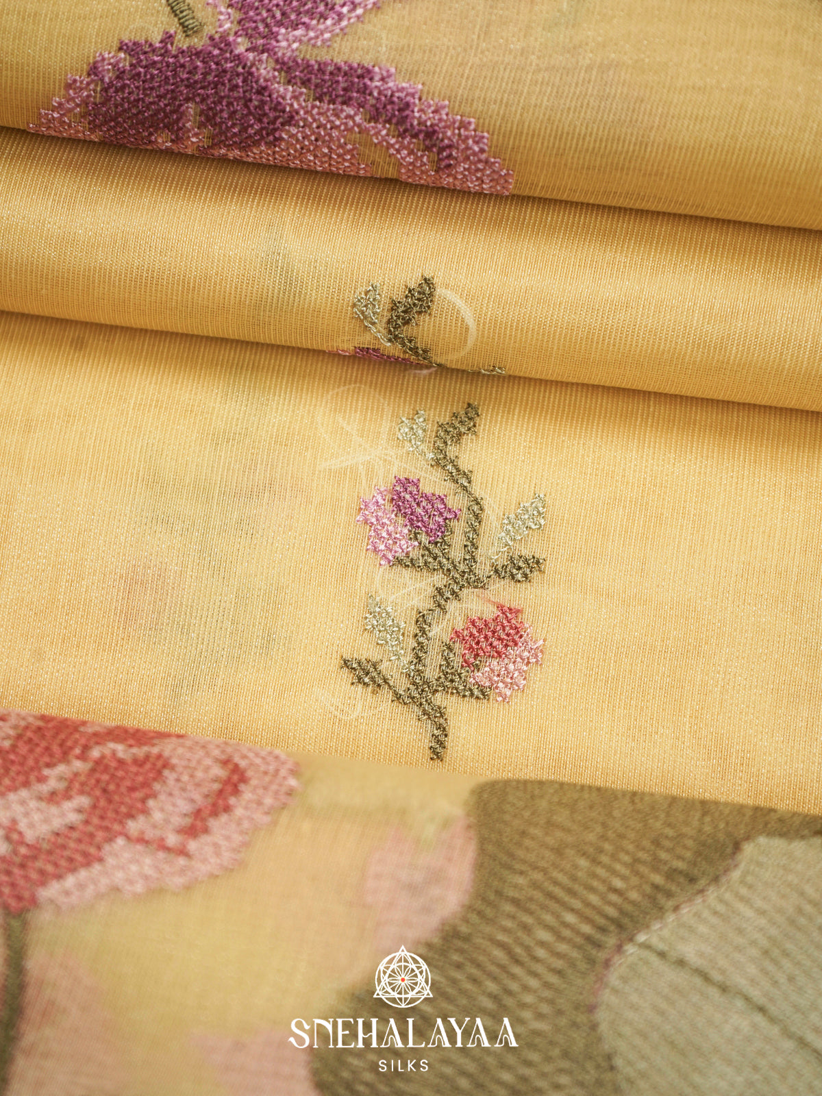 Yellow  Linen Saree