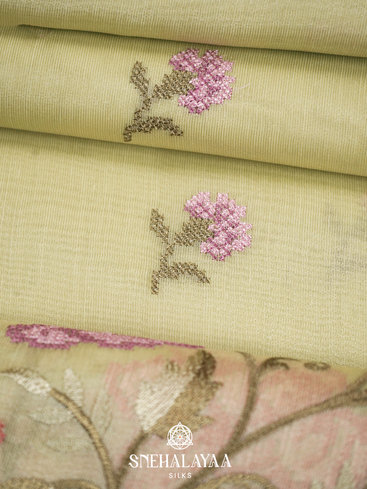 Pale Yellow  Linen Saree
