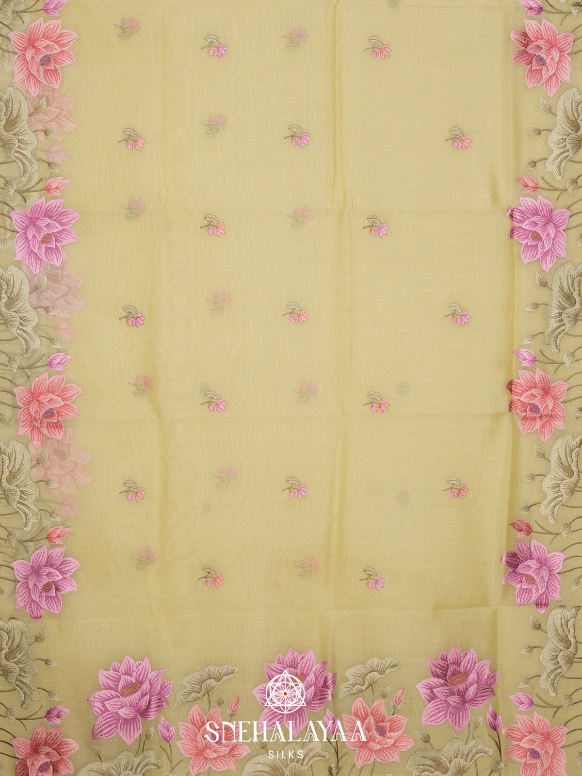Lemon Yellow Linen Saree