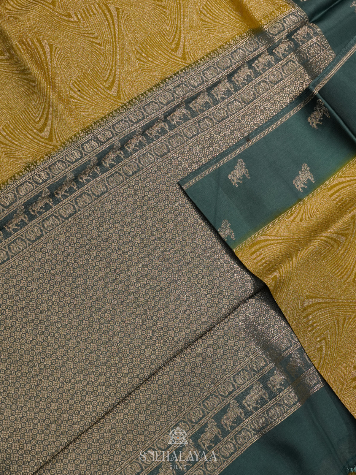 Lemon Yellow Banaras Saree