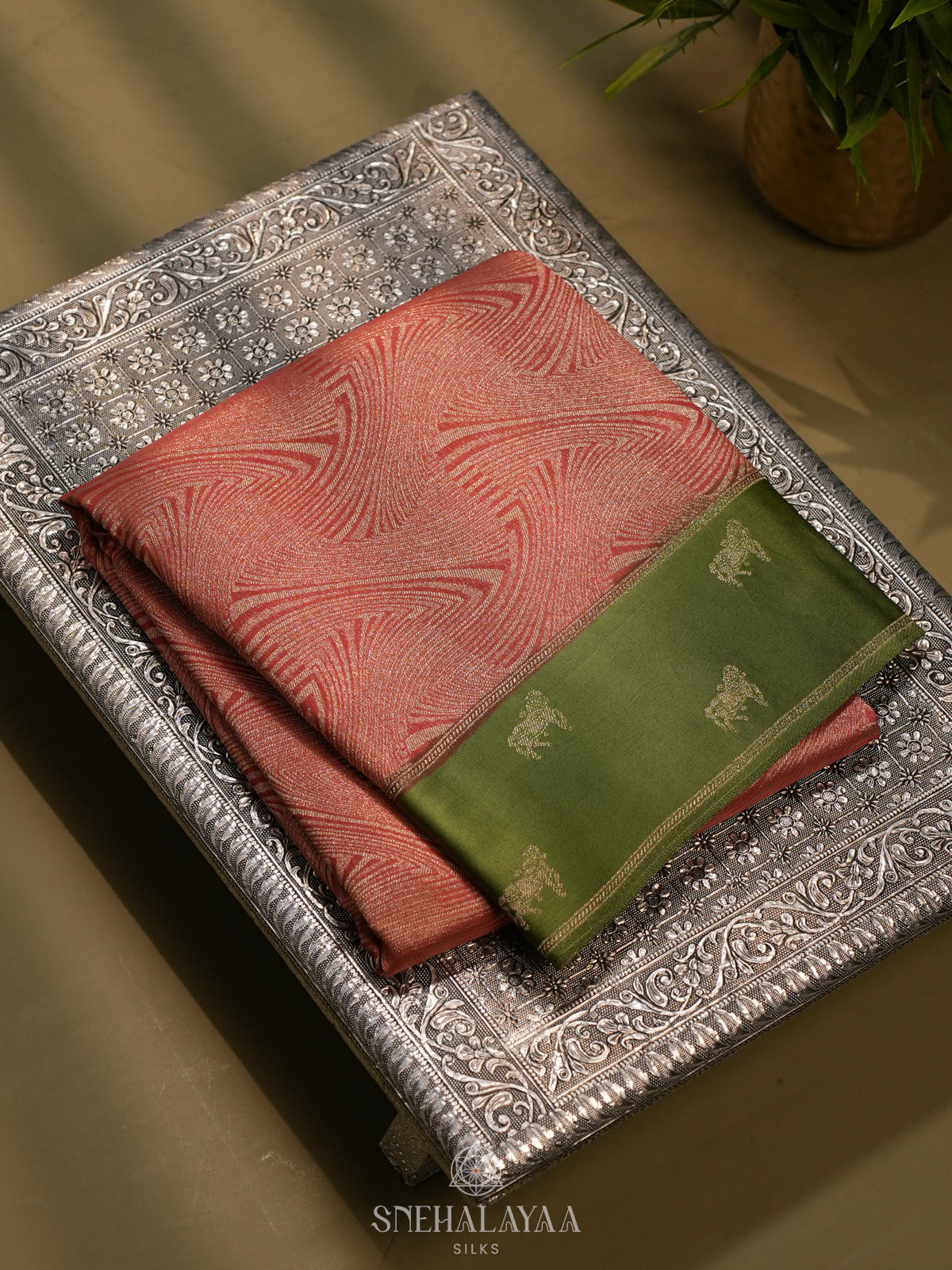 Peach Banaras Saree
