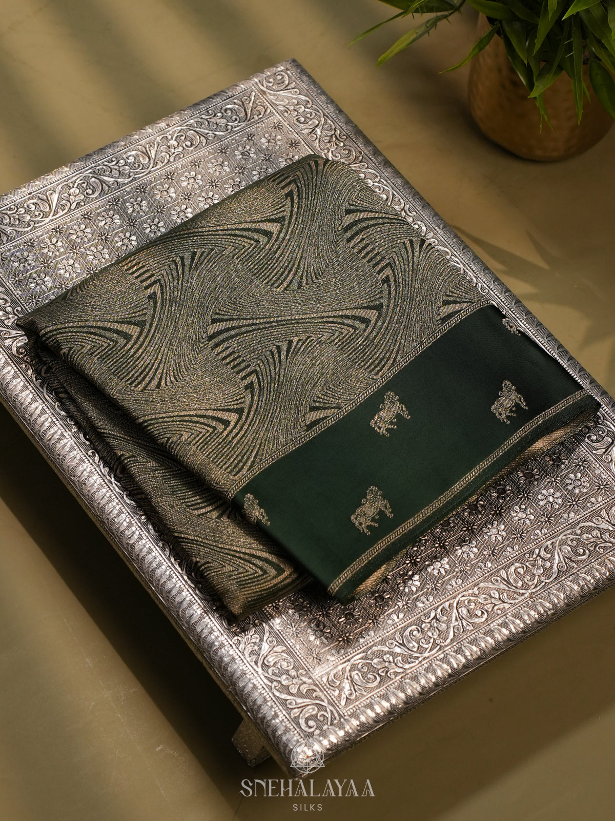 Forest Green Banaras Saree
