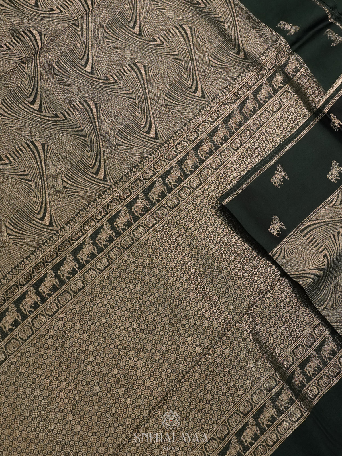 Forest Green Banaras Saree