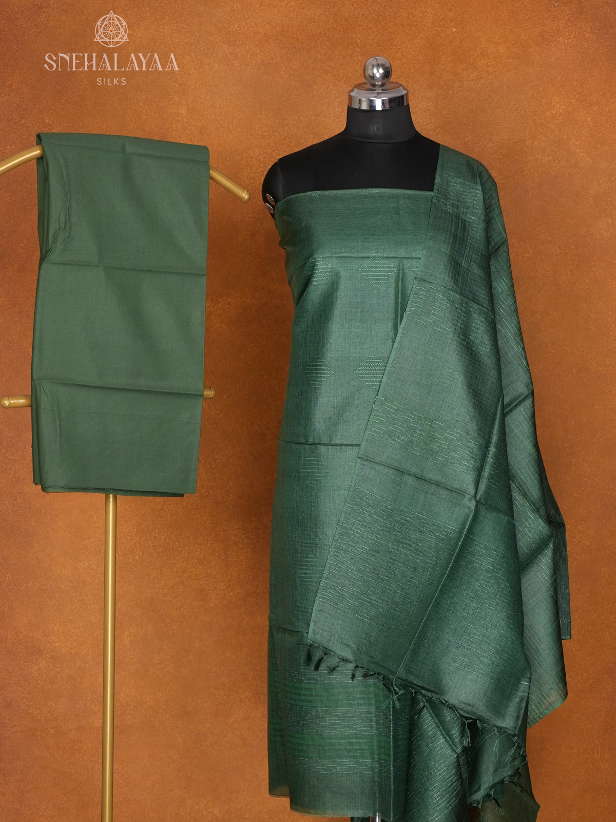 Green Tussar 3-Piece Salwar Suit Material
