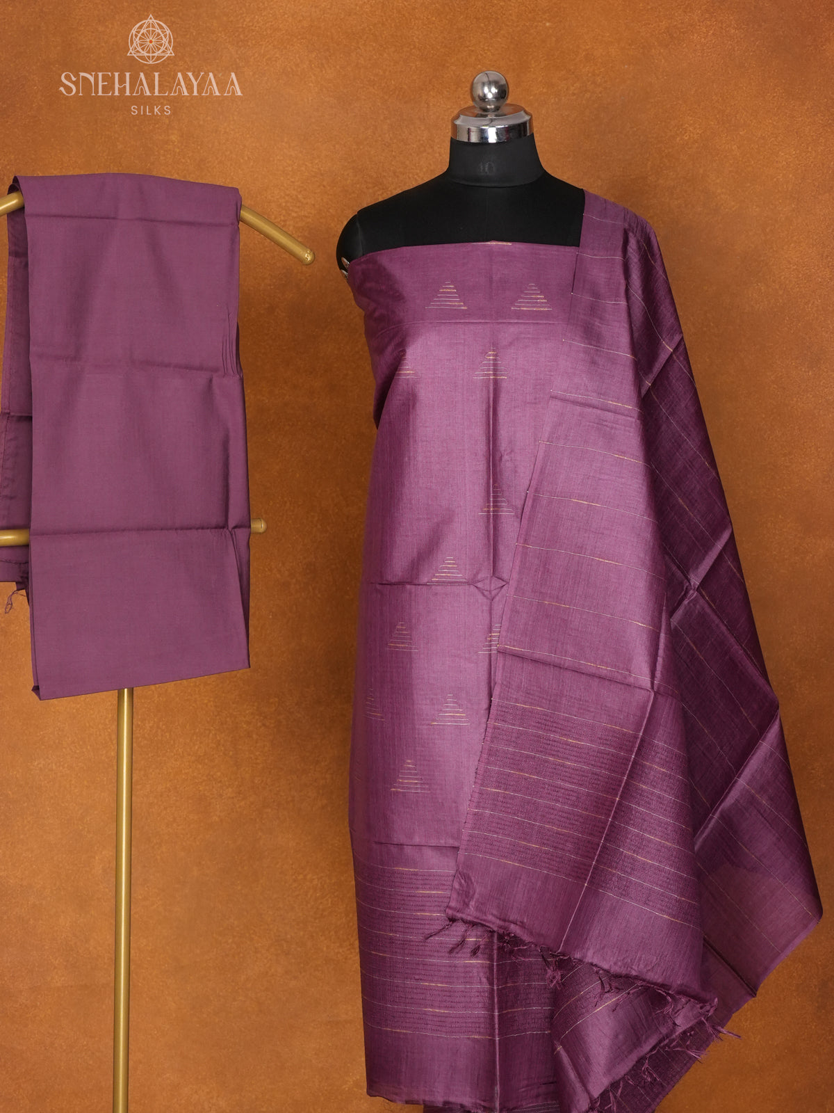 Mauve Pink Tussar 3-Piece Salwar Suit Material