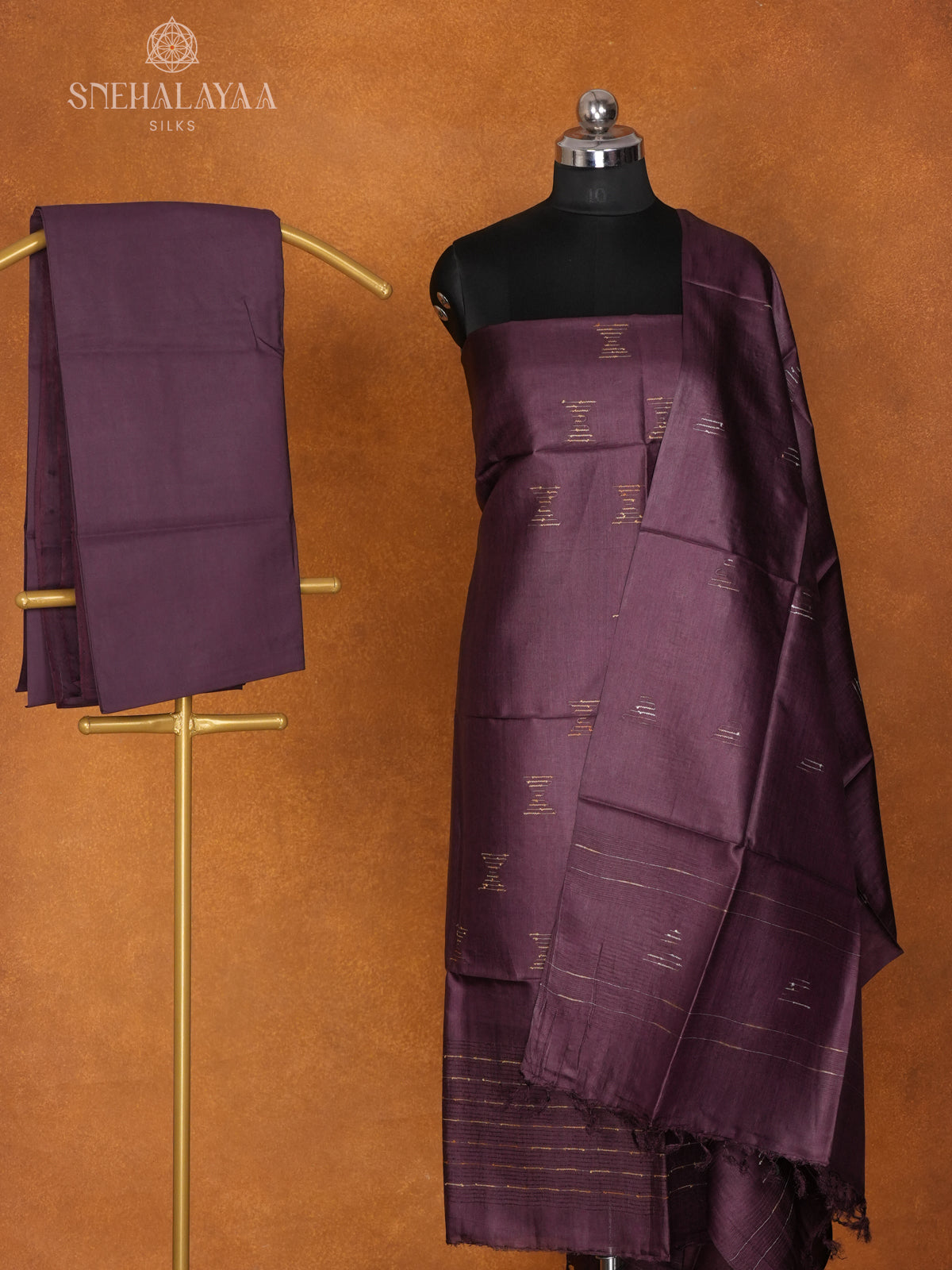 Brown Tussar 3-Piece Salwar Suit Material