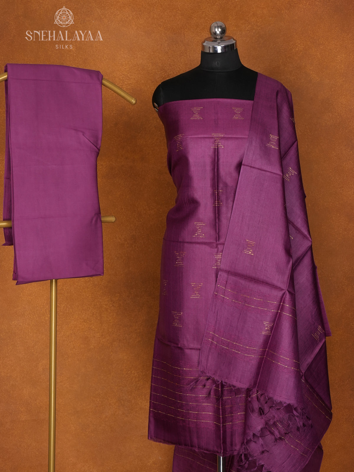 Purple Tussar 3-Piece Salwar Suit Material