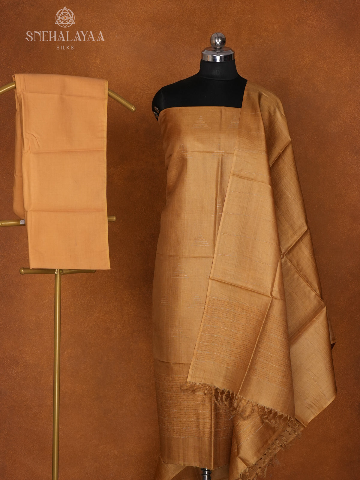 Gold Tussar 3-Piece Salwar Suit Material