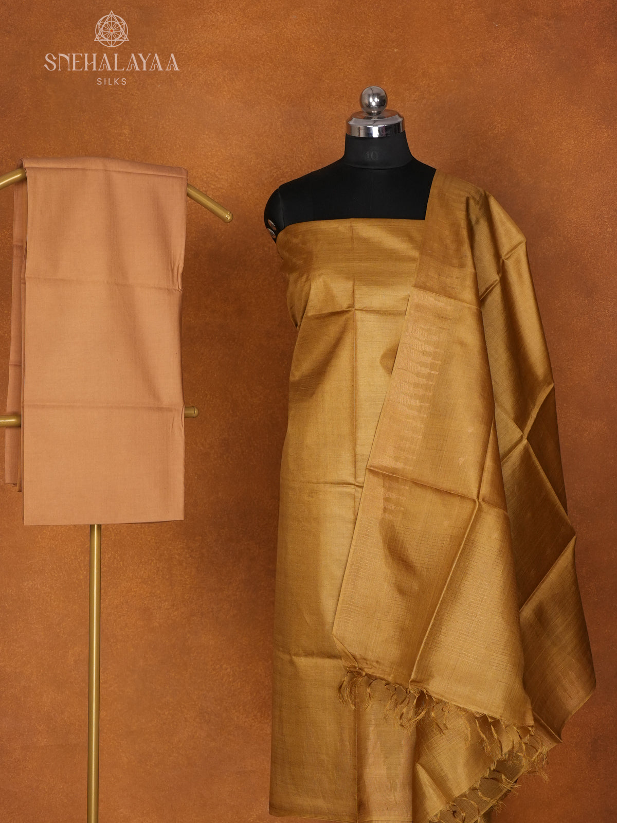 Gold Tussar 3-Piece Salwar Suit Material