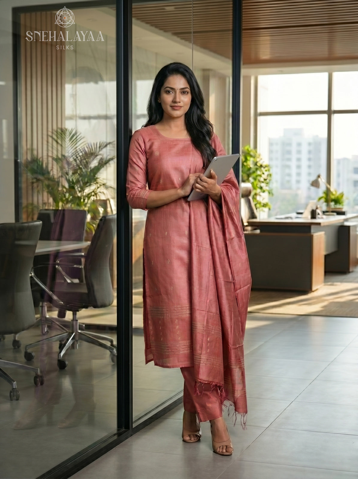 Maroon  Tussar 3-Piece Salwar Suit Material