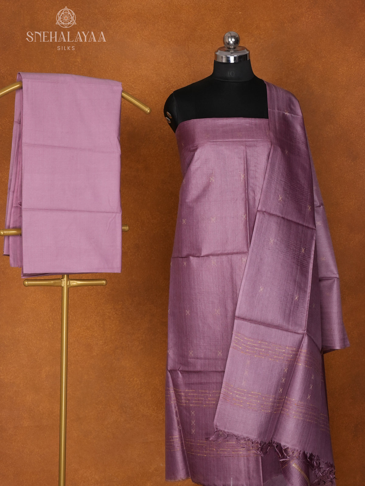 Lilac Tussar 3-Piece Salwar Suit Material