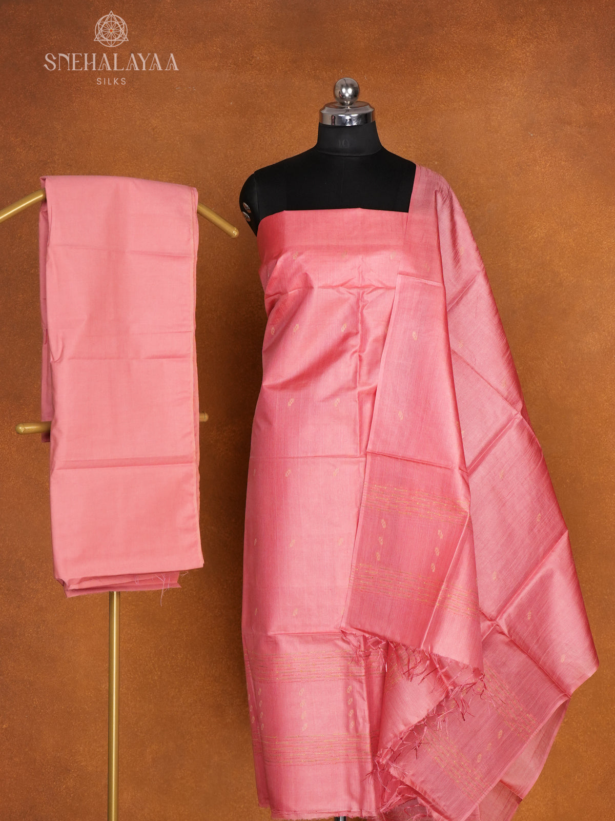 Pink Tussar 3-Piece Salwar Suit Material