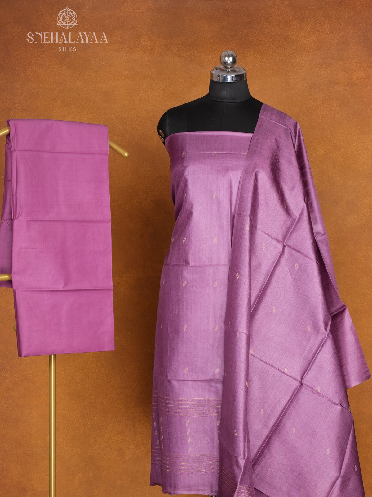 Purple Tussar 3-Piece Salwar Suit Material