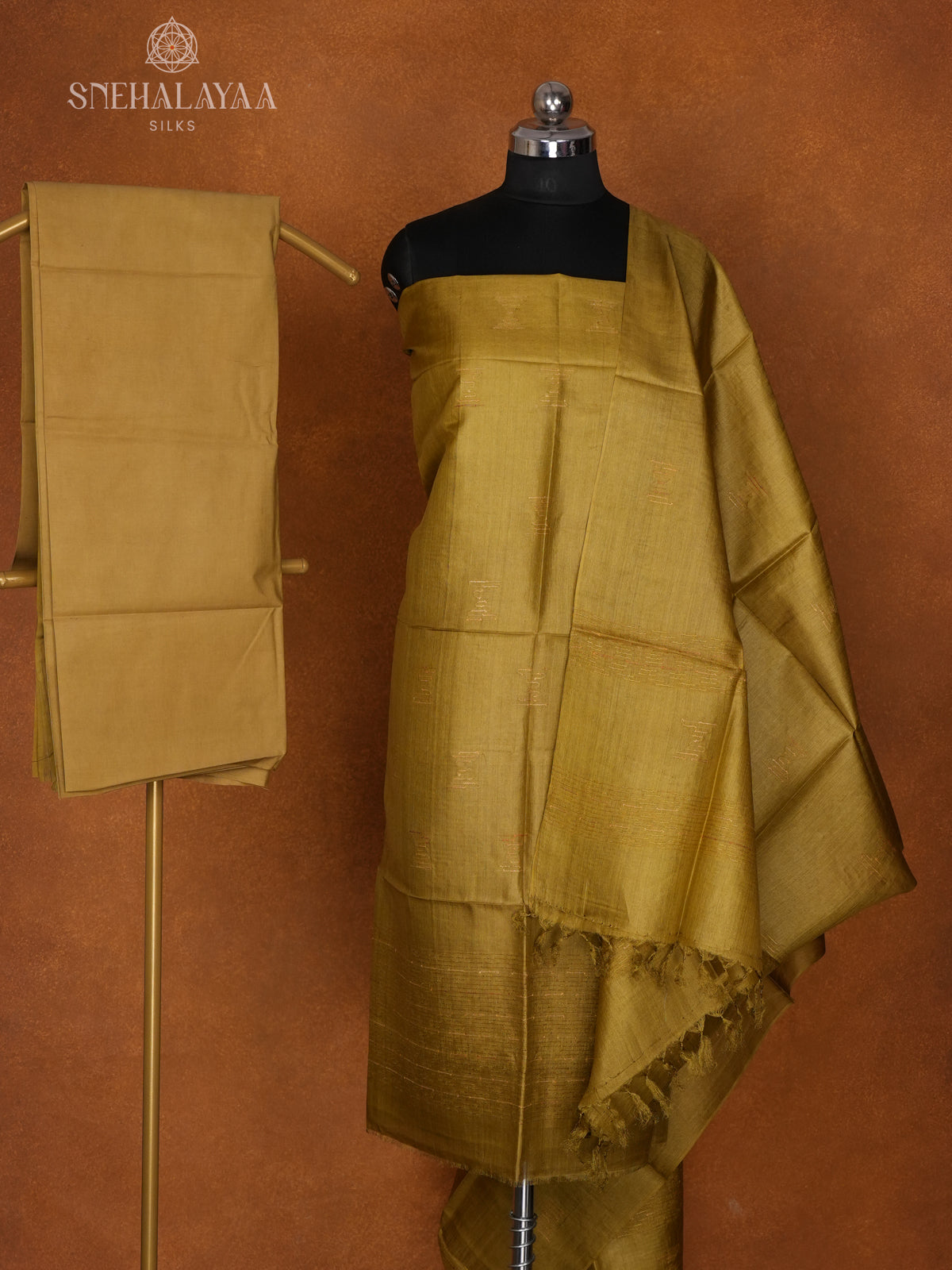 Gold Tussar 3-Piece Salwar Suit Material
