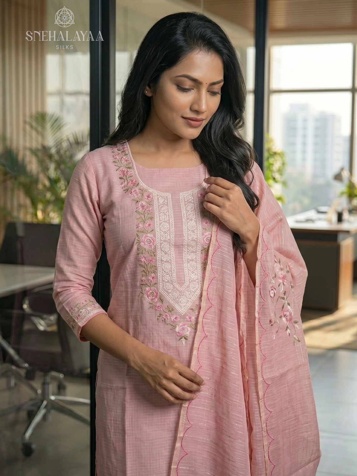 Pink Kota 3-Piece Salwar Suit Material