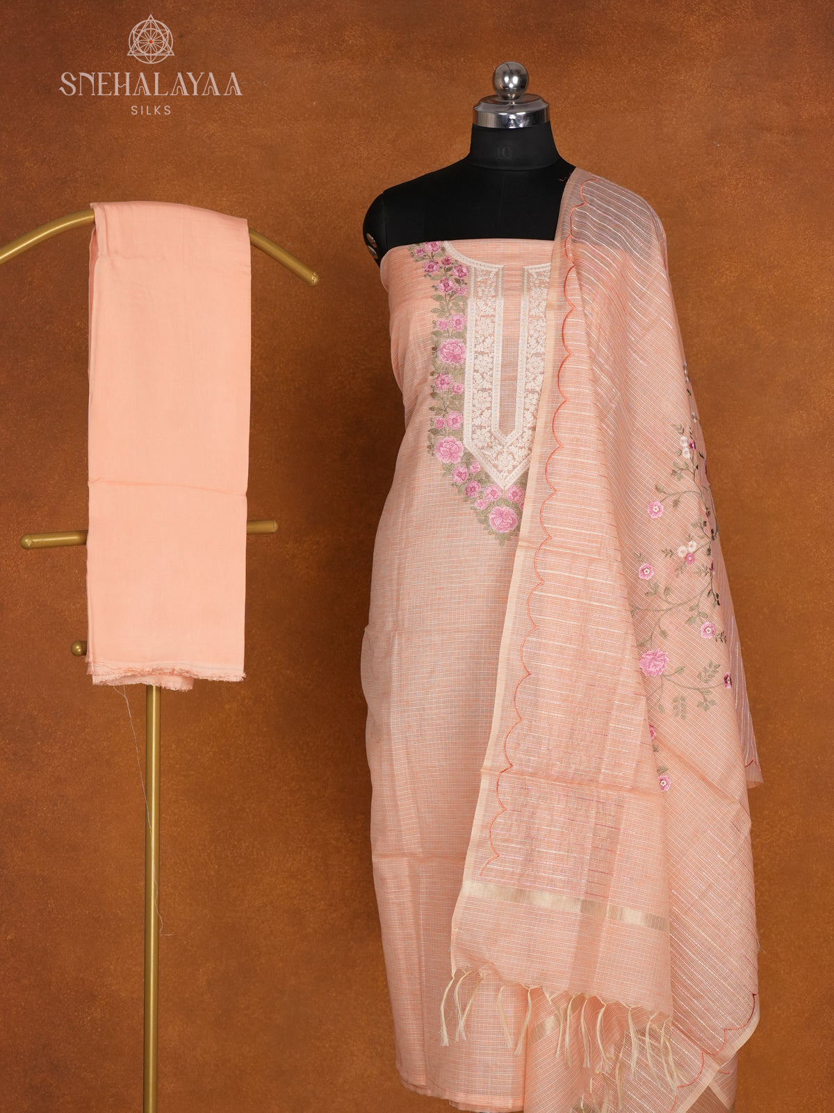 Peach Kota 3-Piece Salwar Suit Material